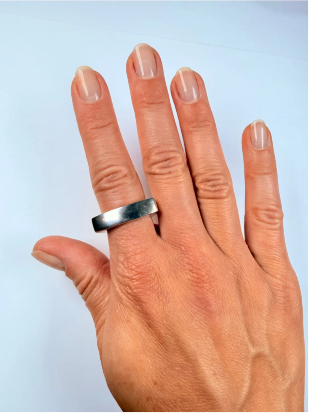Modernist Geometric Triangular 3 Point 925 Sterling Silver Thick Band VTG Ring